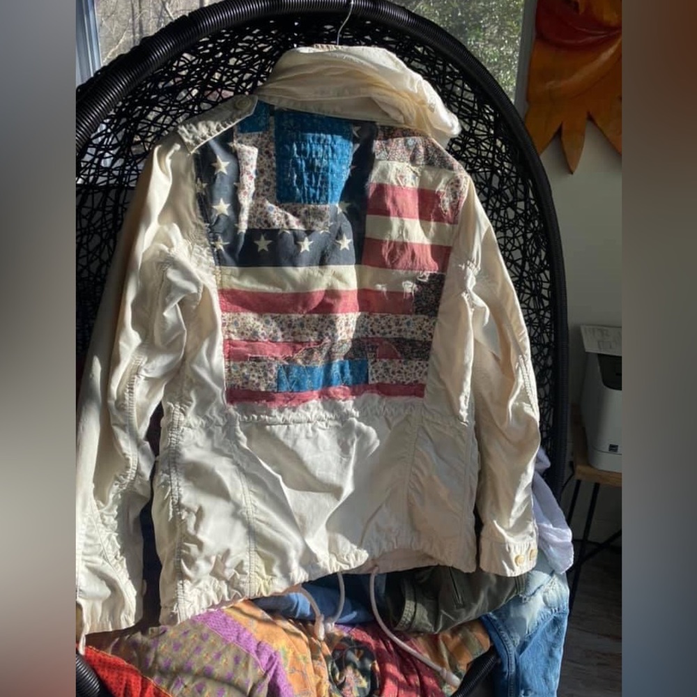 Denim & Supply Ralph Lauren Utility Jacket with boho patchwork American flag